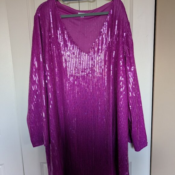 VENUS Sequin Long-Sleeve Mini Dress SIZE 3X - Picture 2 of 3